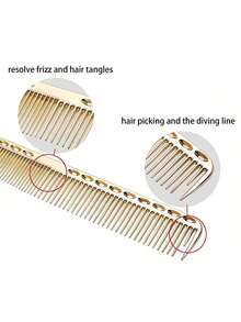 4件套不锈钢铝合金美发造型梳套装，沙龙及家用皆宜，梳齿光滑，太空级铝合金梳子，双面尖尾梳，美发工具，银色、玫瑰金、金色 - 彩色 - 查看 3