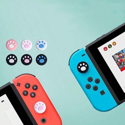 2 Stücke süße Katzenkrallen Design Daumengriff Kappen, Daumengriffe, Analogstick Abdeckung, Joystick Kappe, weiche Silikonabdeckung, Switch Lite und Joy-Con Controller
