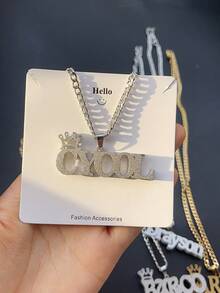 Naszyjnik z podwójnym łańcuszkiem krawężnikowym z imieniem i nazwiskiem - stal nierdzewna 304, złoty kolor, hiphopowy, 3D, błyszczący wisiorek dla mężczyzn, spersonalizowany prezent dla niego, taty, pary (Dzień Ojca, ukończenie szkoły, Dzień Matki), dodatek na imprezę, styl hip-hopowy, wykwintne rzemiosło, biżuteria dla par, modny dodatek, trwała biżuteria, stylowa biżuteria, prezent na ukończenie szkoły, czarny, srebrny, złoty, stylowy, kolorowy, vintage, unisex, swobodny, słodkie, niestandardowy, spersonalizowany, wyjątkowy, na rocznice, na urodziny, na ukończenie szkoły, na imprezę, szykowna jesień, szykowna zima