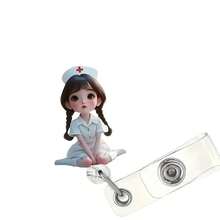 1 rolă retractabilă pentru insignă de identitate cu tematică de asistentă medicală, material acrilic durabil (PMMA), esențială pentru asistente medicale, medici, asistent medical autorizat și asistent medical practic, accesoriu pentru birou, cadou pentru prieteni și colegi