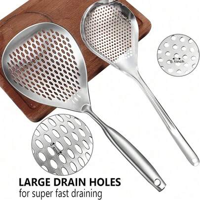 Mestolo forato, scolapasta in acciaio inossidabile per pasta, colino per frittura e cottura, mestolo colino per frittura, scolapasta da cucina