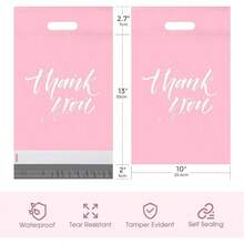 bolsas de polietileno para envos, coloridas, de 25, 4x 33, unidades, diseo mejorado con asa, bolsas de plstico para pequeas empresas y ropa, bolsas gruesas de polietileno para paquetes de Navidad, color rosa - Rosado + 10X13" 100 piezas - Ver 5