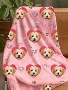 Customized Girls/Boys Puppy/Kitten Name Blanket, Personalized Dog/Cat Name Blanket With Paw Print/Fish Bone Pattern, Pet Birthday Gift, Pet Housewarming Gift