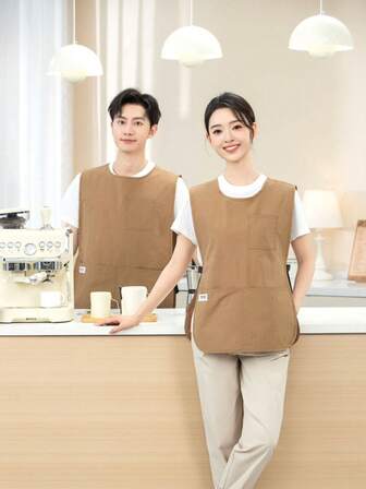 男女通用塔夫绸防水纯色背心围裙