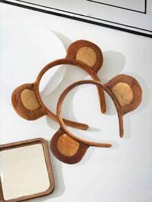 Diademas con diseño de animales de dibujos animados, aro para el cabello con orejas de oso de peluche, orejas de ratón de peluche para lavarse la cara, accesorio de disfraz