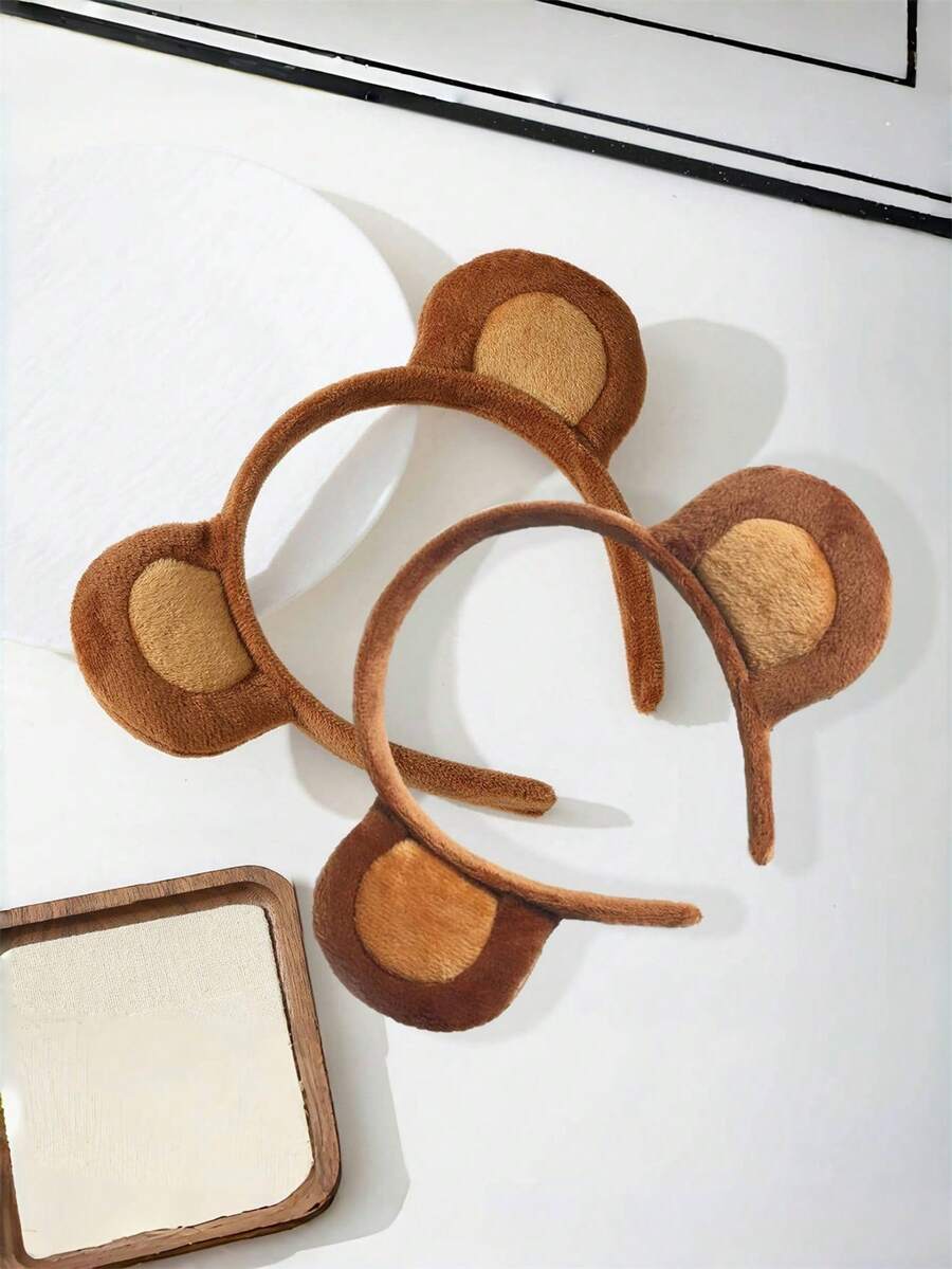 Diademas con diseño de animales de dibujos animados, aro para el cabello con orejas de oso de peluche, orejas de ratón de peluche para lavarse la cara, accesorio de disfraz