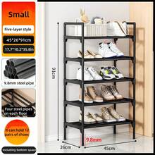 3-8 Tier Reinforced Simple Shoe Rack, 45/58cm Length, Multi-Layer Shoe Storage Organizer, Dust-Proof, For Home, Dorm, Rental, Entryway, Black