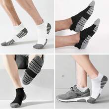 VIDA4U 7 Pares Calcetines de Hombre, Calcetas de Algodón Transpirables y Antiderrapantes, Tines Deportivas, Gym, Running, Tenis, Escalada, Fútbol y Baloncesto - Negro+Blanco - Ver 2