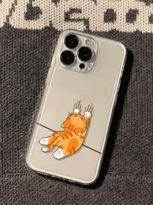 A Cute Orange Cat Transparent Phone Case Compatible With Iphone17,16, 15, 14, 13, 12, 11, Pro Max,Pro, Plus,As Well As Galaxy S25/24/23/22/21 Ultra/FE/Plus/Edge,A73/72/54/53/52/50/35/34/33/25/24/23/22/20/16/15/14/13/12/A10 - 彩色 - 查看 3