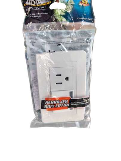 Apagador y Contacto de luz color blanco, ideal para uso en el hogar, oficina o negocio. Diseño moderno y sencillo que combina con cualquier tipo de pared o decoración. Fabricado con materiales resistentes y duraderos para un uso prolongado. Fácil de instalar y de operar, brinda un control práctico para encender o apagar la iluminación. Su acabado liso y brillante ofrece una apariencia limpia y elegante, perfecta para mantener un ambiente ordenado y funcional en cualquier espacio.