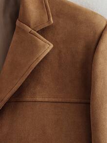 Autumn Fashion New Versatile Suede Single Button Blazer Lightweight Style - Brown - View 5