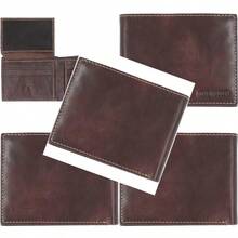 Slim leather men's portfolios with extra storage capacity and foldable pockets ideal for business professionals students and travelers who need organized compact and stylish accessory for daily use - marrnBrownAntique - Ver 1