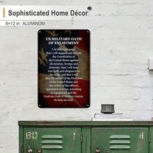 KAIMKEART Military Oath Of Enlistment Metal Wall Art - Patriotic Decoration - American Flag Poster With Patriotic Quote - Gift For Military, Veterans, And Patriotic Americans - 8 X 12 In - 1 - 查看 3