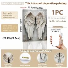 1 cái, Tranh treo tường bằng vải canvas, Tranh treo tường có khung, Tranh treo tường bằng vải canvas có cánh, Thiết kế lông vũ trắng thanh lịch, Trang trí nhà hiện đại có khung, Thích hợp cho phòng khách hoặc phòng ngủ, Chủ đề đôi cánh thiên thần, Tranh treo tường phòng ngủ, Tranh treo tường hiện đại, Trang trí phòng - Nhiều màu - Xem 13