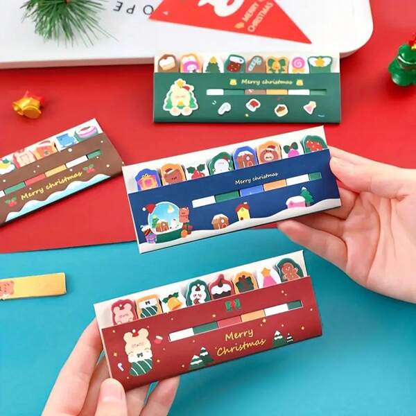 1 pieza Notas adhesivas con diseño navideño de dibujos animados, bloc de notas, regalo para estudiantes, decoración navideña - Regalo perfecto para las fiestas, ayuda de aprendizaje para estudiantes, herramienta de organización navideña, papelería navideña, notas adhesivas navideñas, patrones navideños, etiquetas divertidas, notas adhesivas, reutilizables para las fiestas, personal de oficina, regalo para maestros
