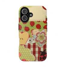 Cottagecore Patchwork Phone Case – Cute Ladybug Phone Cover For IPhone 16 15 14 13 12 11 Pro Max XR XS &  S25 S24 S23 S22 S21 Plus Ultra – Whimsical Bugs & Fruits Collage - 2 - 查看 2