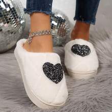 Fall/Winter Women Home Slippers,Fluffy Slippers - White - View 1