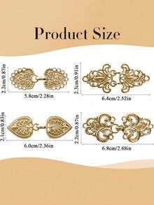 Xiacheng 1-4pcs/Set Vintage Shirt Clips, Dress Waist Clips, Cardigan Shawl Clips, Cape Clips For Women - Gold - View 5