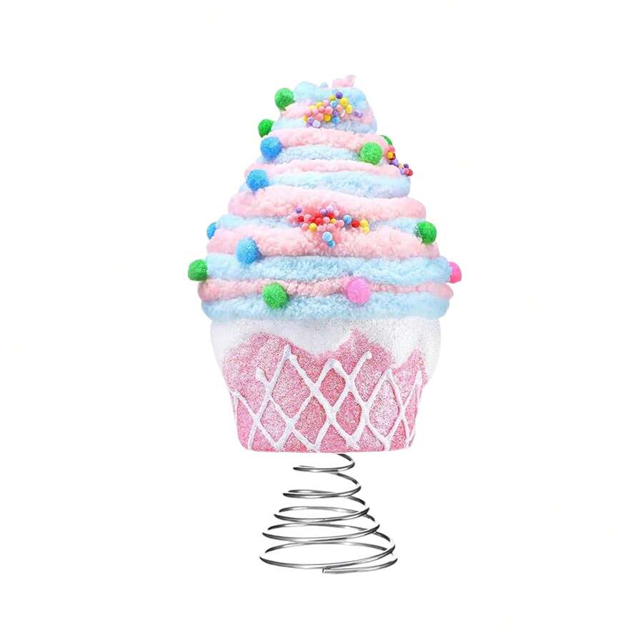 Christmas Tree Topper Decoration Cute Cupcake Tree Topper Spiral Home Decor For Holiday Winter Party - Pink - View 1