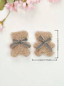 2/4 piezas Accesorios para el cabello de niñas lindos de otoño, set de pinzas con orejas de oso de peluche beige, pinzas para el cabello con lazo de lana de cordero y oso de peluche, adecuado para el cabello de niñas