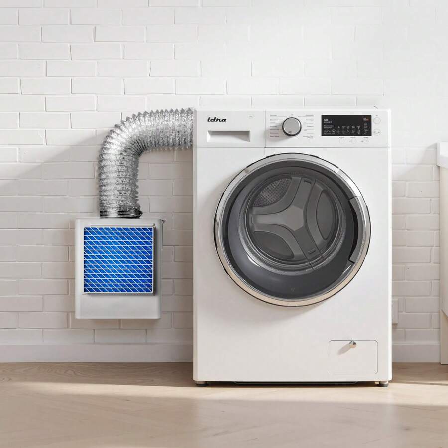 3-In-1 Indoor Dryer Vent Kit,Premium ABS Material Fits 4 Inch Exhaust Port, Smart Overheating Reminder Exhaust Hood & Easy-To-Detach Mesh Cap & Multi-Layer Purification With 4 Replacement Pads - Square Without Water Tank Metal - View 1