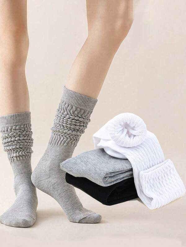 1 paio di calzini alla moda semplici in nero, bianco e grigio, foderati in pile, caldi, adatti per uomo e donna, calzini da coppia, calzini casual da casa a mezza gamba, calzini da yoga per donna in autunno e inverno, calzini bianchi lavorati a maglia per scarpe piccole, calzini sportivi lunghi a bolle per polpacci