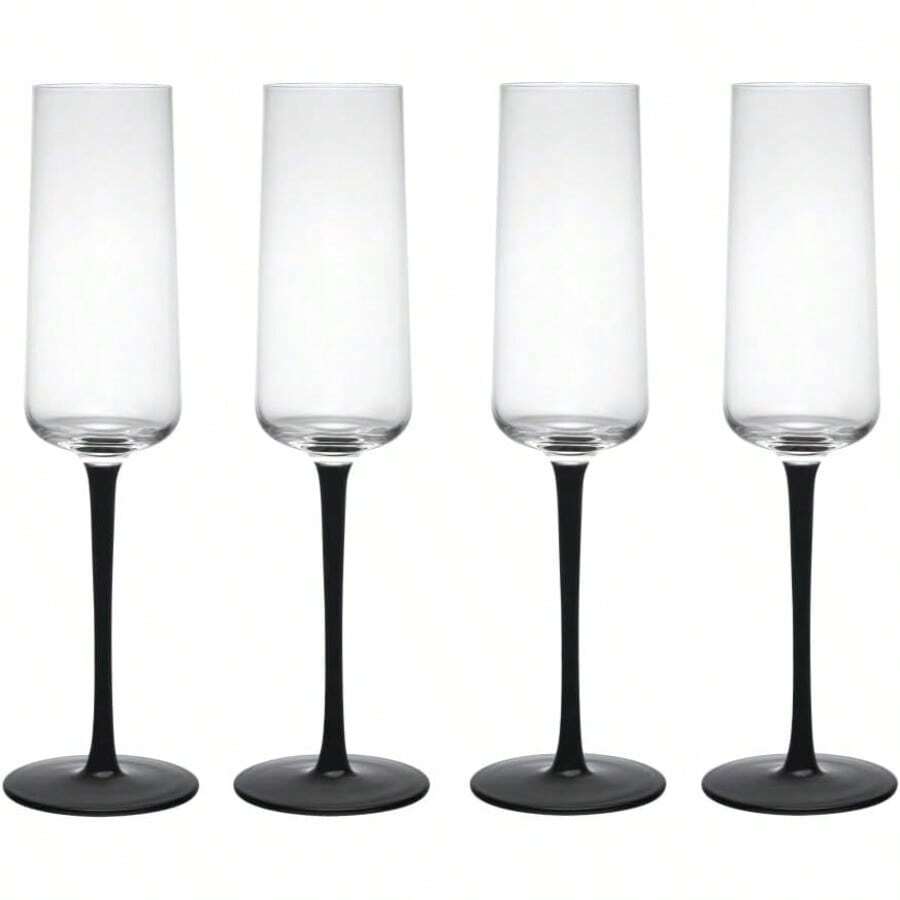 Mikasa Palermo Crystal Champagne Flutes Elegant Black Stem Design LeadFree Crystal Gift Boxed Perfect For Weddings Anniversaries And Special Occasion Set Of 4 250ml Capacity