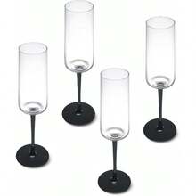 Mikasa Palermo Crystal Champagne Flutes Elegant Black Stem Design LeadFree Crystal Gift Boxed Perfect For Weddings Anniversaries And Special Occasion Set Of 4 250ml Capacity