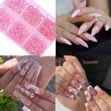 3 Boxes Nail Art Rhinestones Pink Nail Charms 2mm-4mm Resin Clear Jelly Rhinestones Pearls Glitters Nail Art Supplies Crystal Gems Bubble Beads Nail Accessories For Women Nail Decorations Design.{"Color_name":"Colorful-27"} - 彩色-27 - 查看 3