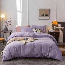 Ultra Soft 100% Cotton Solid Color Dusty Pink Queen Duvet Cover Set With Zipper Closure - 3 Pieces,  In 2025 - Purple - View 1