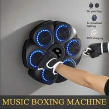 1 件升级版 USB 充电 6 目标 ABS 音乐沙袋，壁挂式智能蓝牙沙袋，智能沙袋训练器 - 电子计数，敏捷性训练，带手套，适合家庭锻炼、拳击爱好者和圣诞礼物