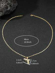 1入金色男士嘻哈風格槍型吊墜項鍊，鑲有立方氧化鋯，適合日常佩戴 - 金黃色 - 查看 6