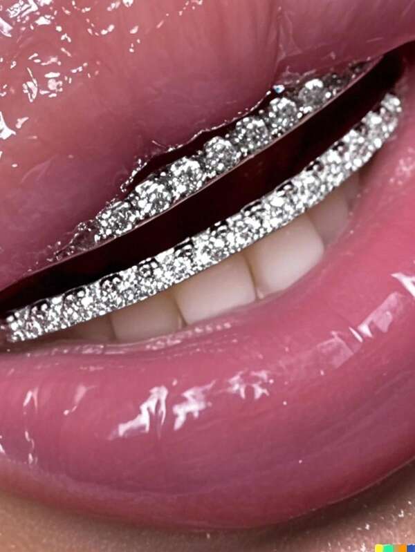 1pc Fashionable Women's Rhinestone Tooth Grill With Lower Fang Design, Perfect For Party/Nightclub Wear, Comes With Tooth Glue, Shiny Stage Prop