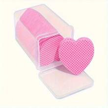 1000/500/400/200pcs Disposable Lint-Free Cloth Heart-Shaped Makeup Remover Pads, Nail Polish Remover Pads, Soft Non-Woven Acetone Nail Polish Remover Wipes, Lint-Free Nail Gel Wipes, Waterless Nail Care Products For Women And Girls Daily Manicure Cleaning And Removal - Pink - View 3