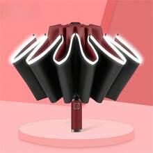 1pc 10-Rib Super Large Umbrella With Reverse Folding, Business Style Casual Lightweight Portable UV Protection Umbrella, Windproof Waterproof Multi-Function Rain Umbrella, Available In Multiple Colors For Men And Women