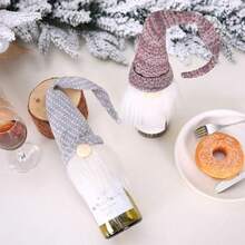 Christmas Wine Bottle Covers 5pcs Decorative Handmade Santa Claus Xmas Wine Bottle Covers Bags For Whiskey Spirits Champagne Christmas Party Decorations Festival Dinner Party Table Xmas Holiday Gifts