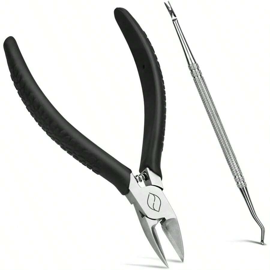 Straight Blade Toenail Clippers With Toenail Lifter And Fork Podiatrist Toe Nail Clipper For Thick Toenails 2 In 1 Ingrown Toenail Tools Kit - Black - View 1