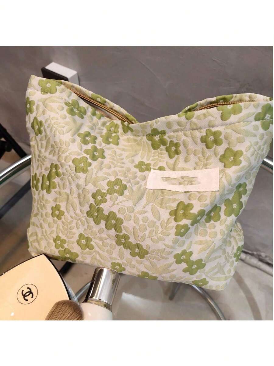 2025 New High-End Large Capacity Makeup Bag - Portable Toiletry Bag With Fresh Elegant Style For Skincare Storage - 綠色 - 查看 1