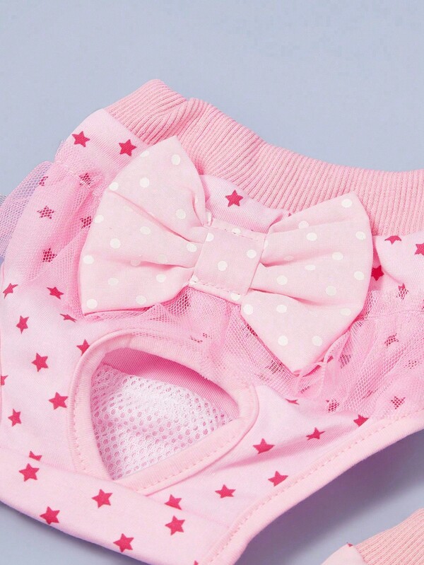 PETSIN Cute Cartoon Pet Sanitary Pants With Lace And Bow Decoration, Multifunctional Dog Sanitary Pants, Small Dog Sanitary Pants