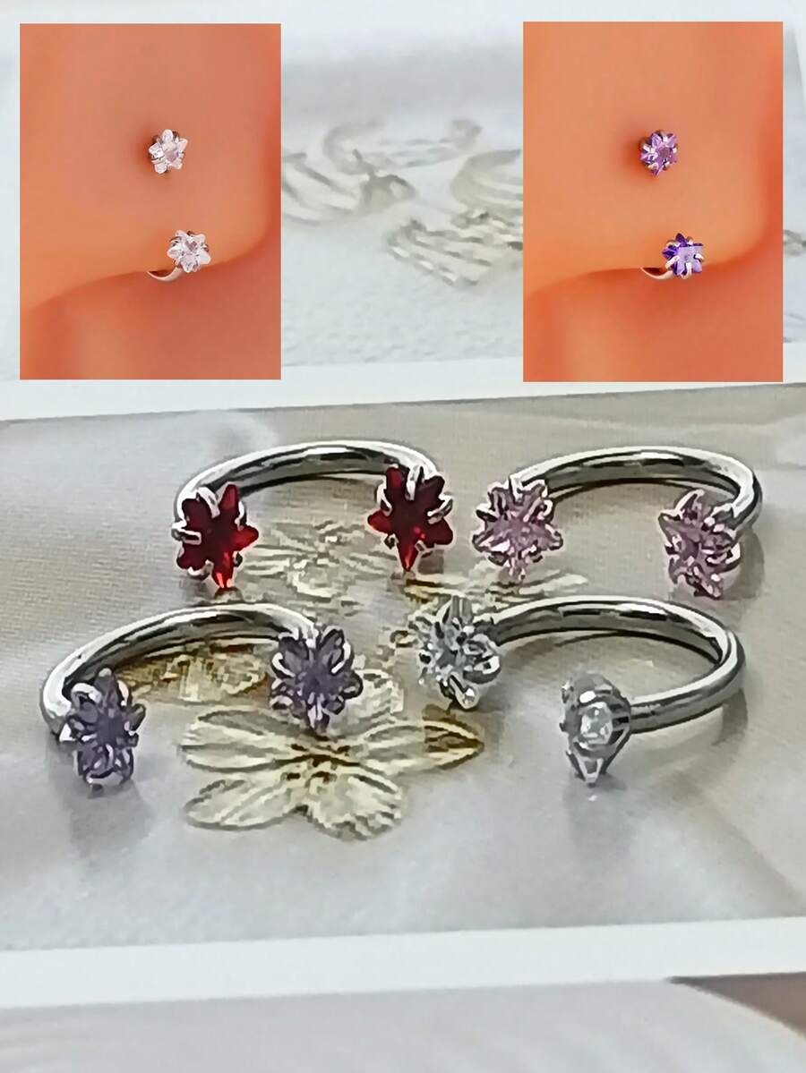 1 Stück Nasenring aus Edelstahl mit Strass Stern, unisex minimalistischer Nasenpiercing Schmuck, Titan Körperschmuck für Partys, Geschenk für Freunde
