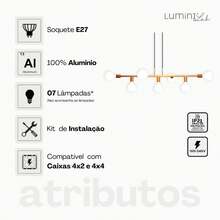Rubis Aluminum Pendant Ceiling E27 7 Lights Lumini Lab - Fenddi Metallic - View 4