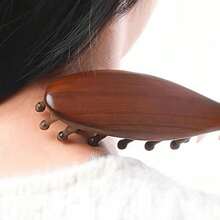 1 pieza de sándalo natural, peine de 22 dientes, mango con diseño de dientes entrelazados, adecuado para masajear el cuero cabelludo, el cabello, la cara, los ojos, los brazos y el cuello; una herramienta doméstica para el masaje de acupresión de todo el Body y el cuero cabelludo, antiestático, peine con espaciado amplio entre los dientes