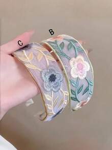 3pcs Floral Embroidered Headbands For Girls, Versatile & Elegant For Daily Wear, Work, Beach, Great Gift For Friends ,Makeup ,Hair Band ,Diadema ,Hair Hoop