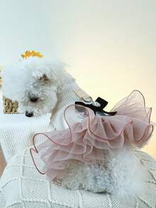 1pc Pet Clothes, Dog/Cat Apparel For Poodle, Teddy, Small Dogs & Puppies, Casual & Fashionable Cute Comfortable Anna Tutu Skirt - Multicolor - View 3