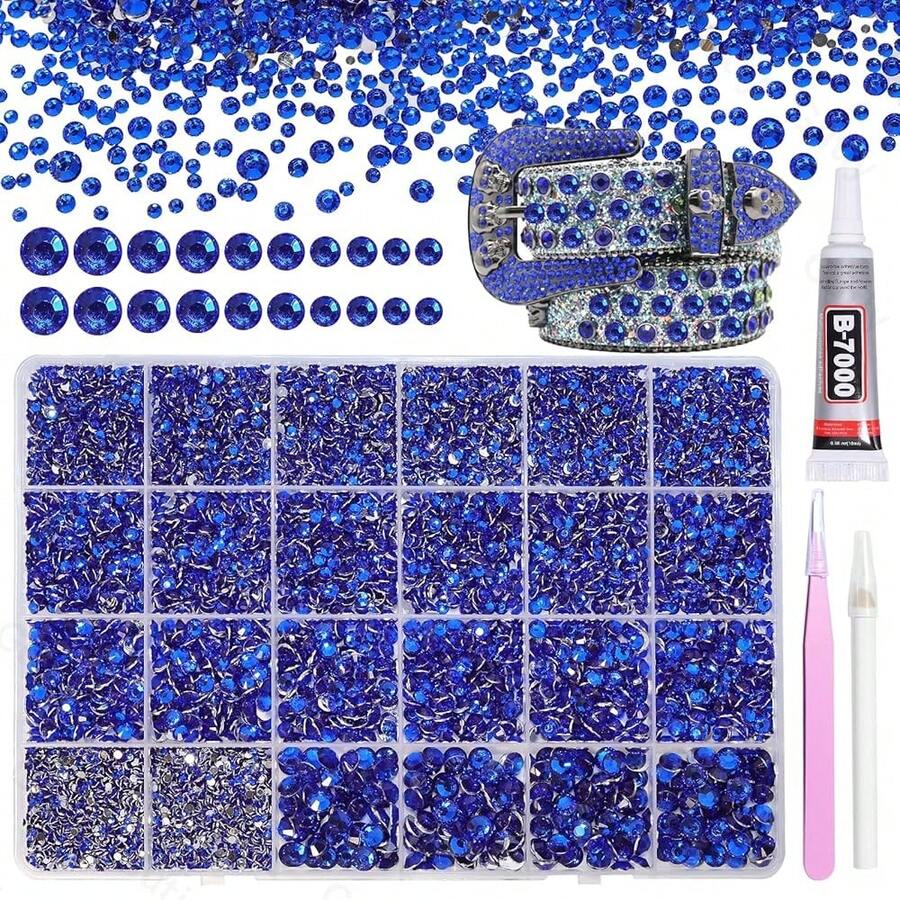 21000Pcs Navy Blue Rhinestones For Bedazzling Kit, Mix Sizes Jelly Bedazzling Resin Gems, Blue Gems Bedazzling For Crafting, Flatback Resin Rhinestones For Craft DIY Face Makeup{"Color_name":"S3"} - S3 - 查看 1