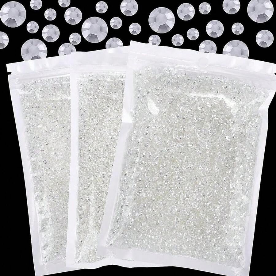 25000Pcs Transparent Rhinestones For Bedazzling Kit, 3-5mm Resin Flatback Rhinestones Bulk Bedazzle Gems Diamonds For Crafts DIY Shoes, Clothing{"Color_name":"Transparent"} - 透明的 - 查看 1