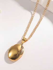 1pc New Nordic Style Retro Lace Hollow Heart Ribbon Photo Locket Pendant Copper Photo Album Box Necklace, Women Jewelry - Love Photo Box Pendant Necklace - View 5