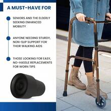 Cane Tips Pack Of 2 - 34 Heavy Duty Rubber Cane Tips - Durable And Non - Slip Walking Stick Tips Canes, Crutches, And Walkers - Black - Initial - View 7