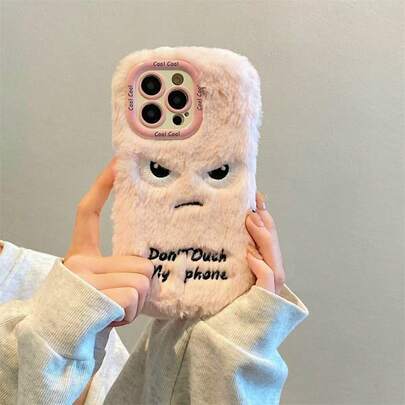 Funny Fierce Expression Plush Phone Case Compatible With IPhone 17 Pro Max/ 17 Pro/ 17/ 16 Pro Max/ 16 Pro/ 16/ 15 Pro Max/ 15 Pro/ 15, New 14 Pro Max, Minimalist Design Compatible With Iphone 13, Women