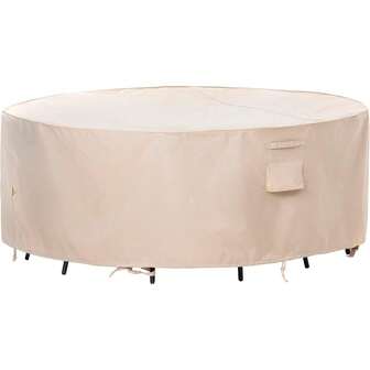 Patio Furniture Covers  UV Resistant -Stop Fabric Outdoor Table Cover Round Furniture Cover, Beige, 62" Dia X 27.5" H